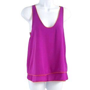 2/$15 Rachel Roy Sleeveless Tank Top Purple Orange XS Fringe Crepe Scoop Tiered